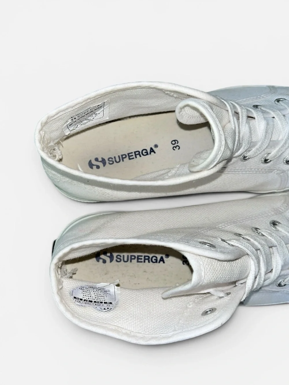 Superga 2952 White Canvas High-Top Sneaker w/ American Flag Heart Sz EU 39